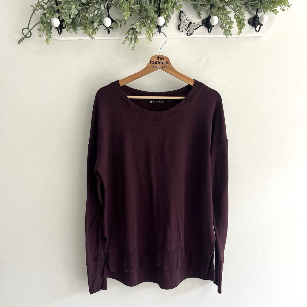 Athleta Dynamic Crew Sweatshirt in Burgundy Size Medium G3238